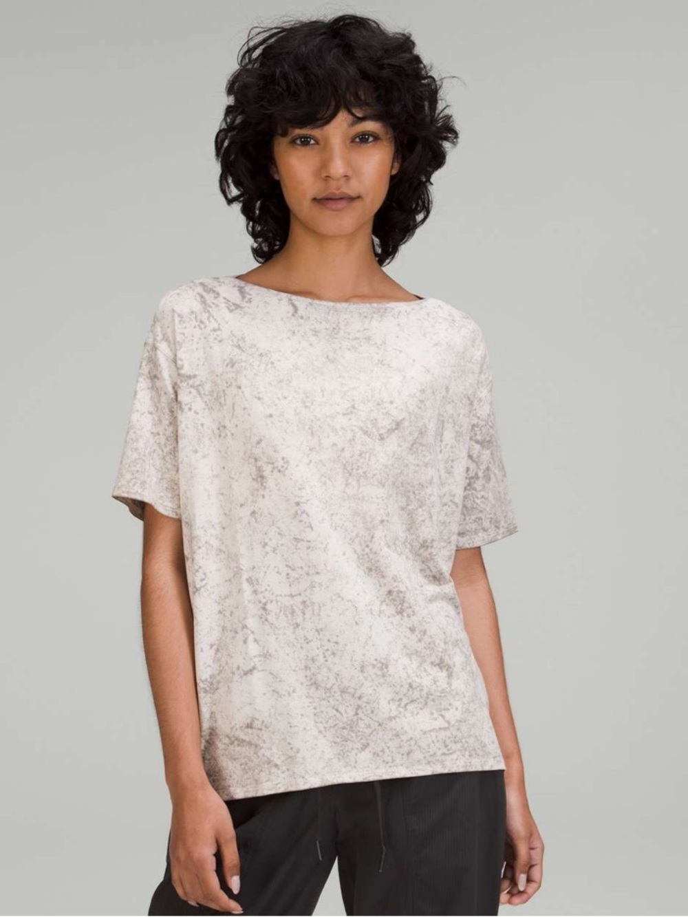 LULULEMON Back in Action Short Sleeve Oversized T-Shirt Marble-Print M